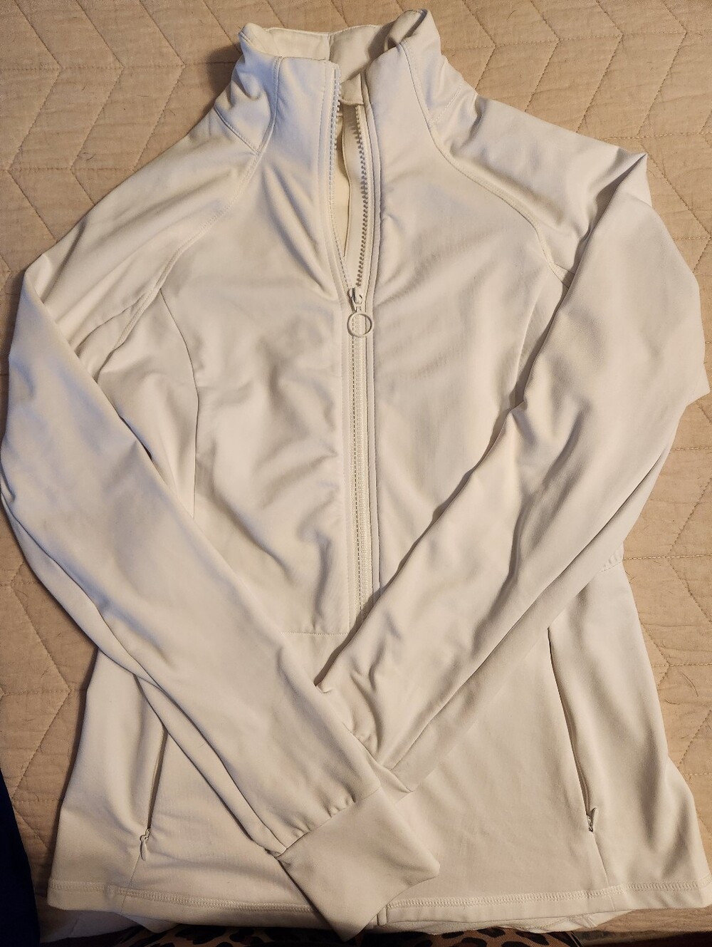 Fabletics Women's White Zip-Front Active Jacket, Medium